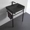 Rectangular Matte Black Ceramic Console Sink and Matte Black Stand, 24